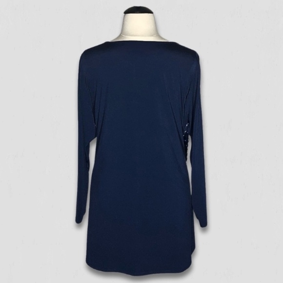 Bob Mackie Wearable Art Blue Sequined Beaded Blouse 3X - Picture 2 of 11